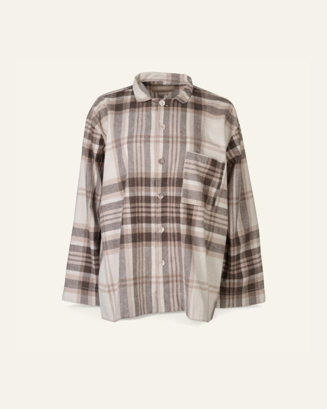 Lõngavärvitud flanellist pidžaamapluus pruun - one size pruun - 1