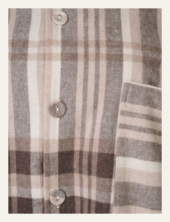 Lõngavärvitud flanellist pidžaamapluus pruun - 2