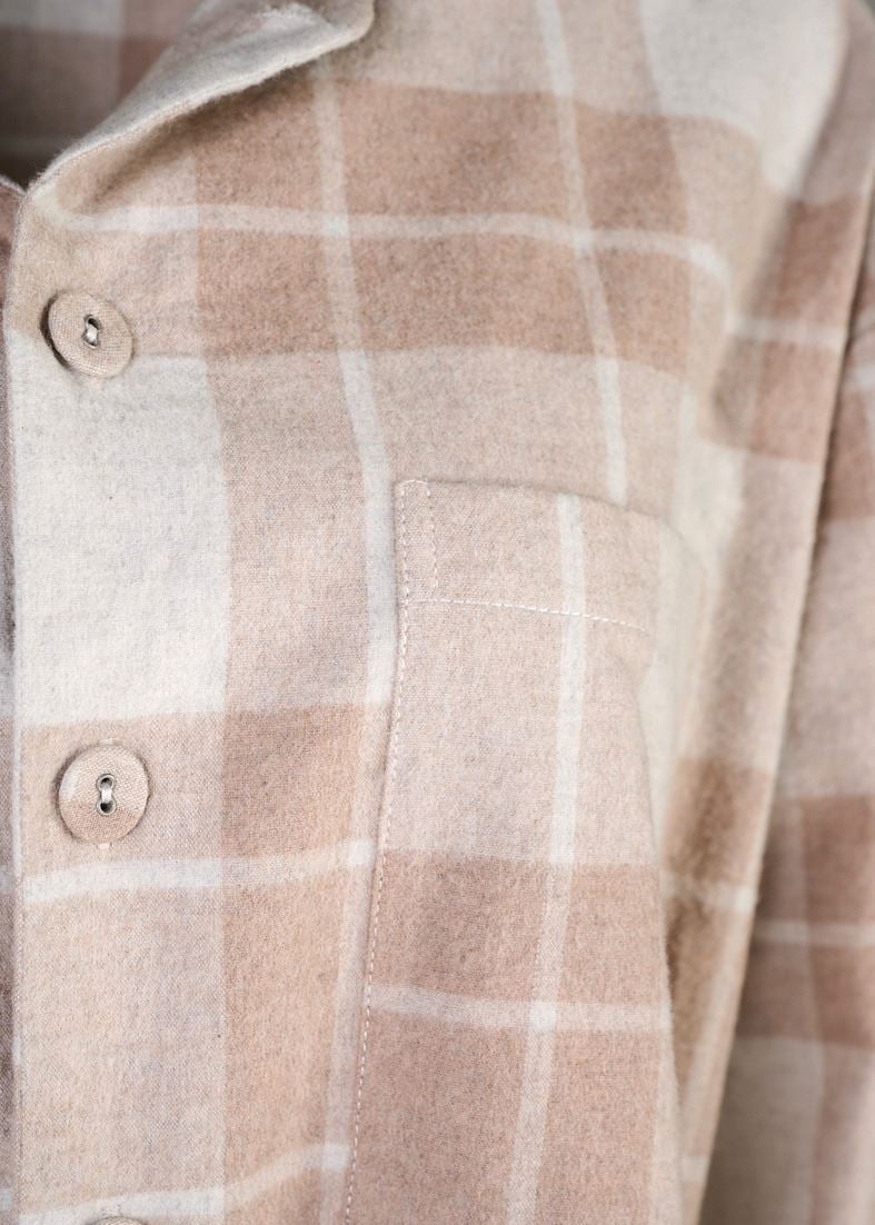 Lõngavärvitud flanellist pidžaamapluus sand - 2