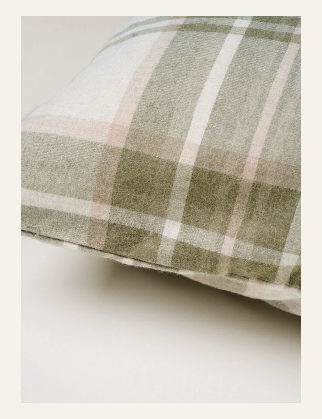 Lõimvärvitud flanellist padjapüür oliiviroheline - 2
