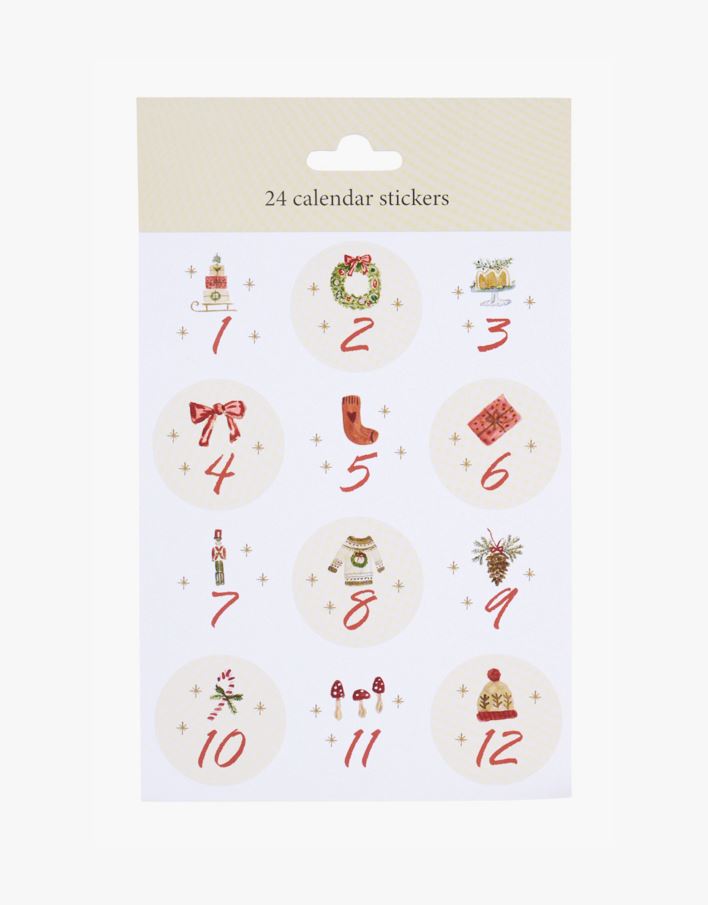Advendikalendri kleepsud numbrid 1-24 mitmevärviline/punane - 15x22 cm mitmevärviline/punane - 1