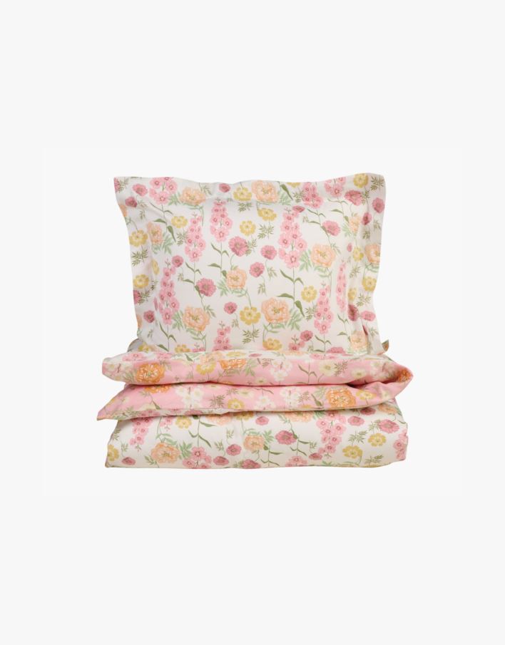 Voodipesukomplekt satiinpuuvillane mitmevärviline/roosa - 150x210 cm mitmevärviline/roosa - 1