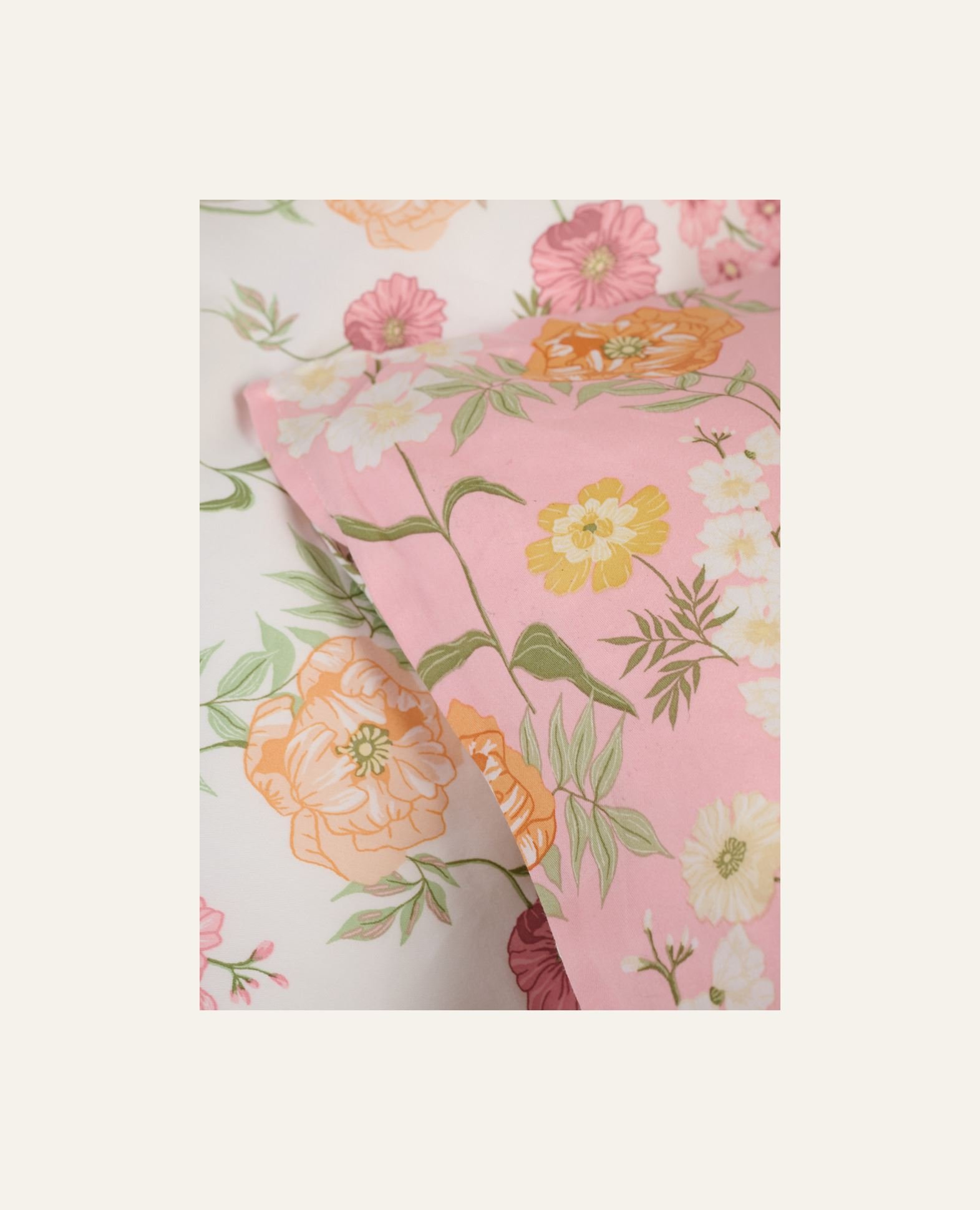 Voodipesukomplekt satiinpuuvillane mitmevärviline/roosa - 2