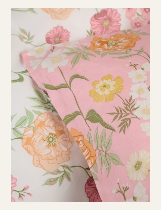 Voodipesukomplekt satiinpuuvillane mitmevärviline/roosa - 2