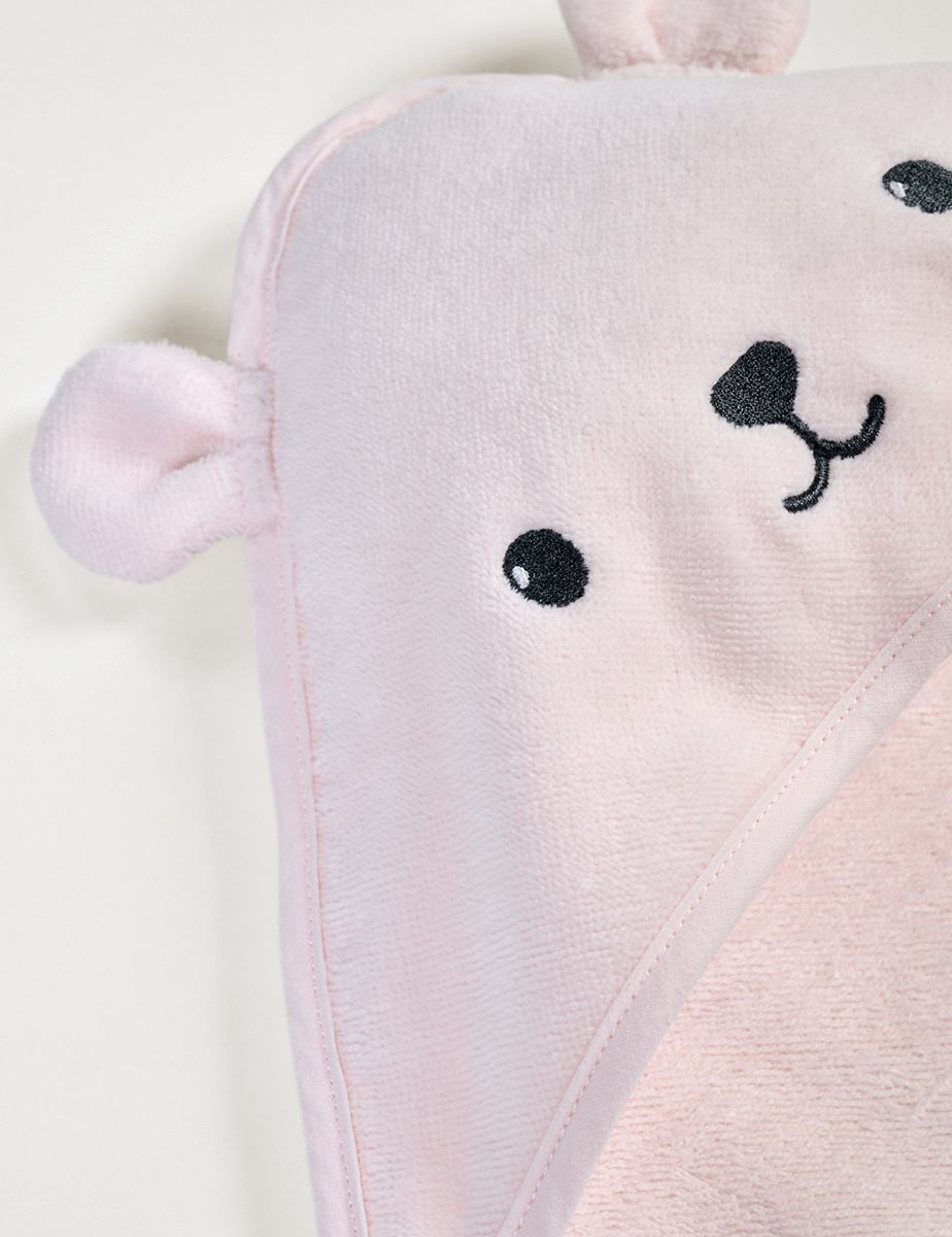 Kapuutsiga rätik hele roosa - 3