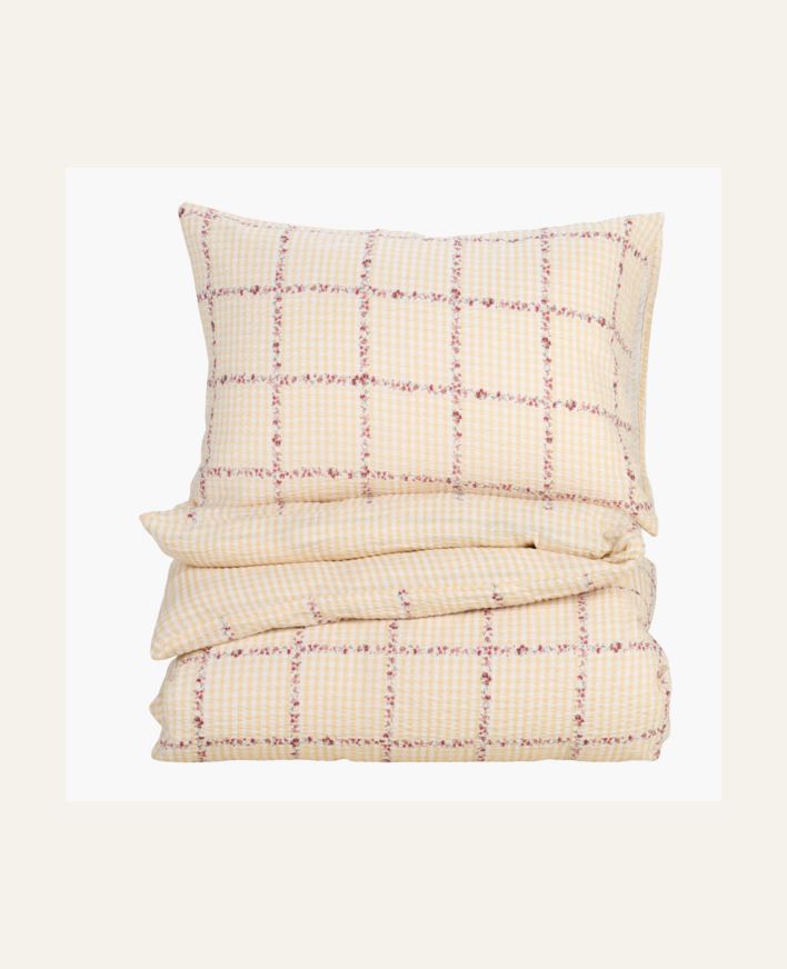 Voodipesukomplekt krepp-puuvillane mitmevärviline/kollane - 150x210 cm/50x60 cm mitmevärviline/kollane - 1