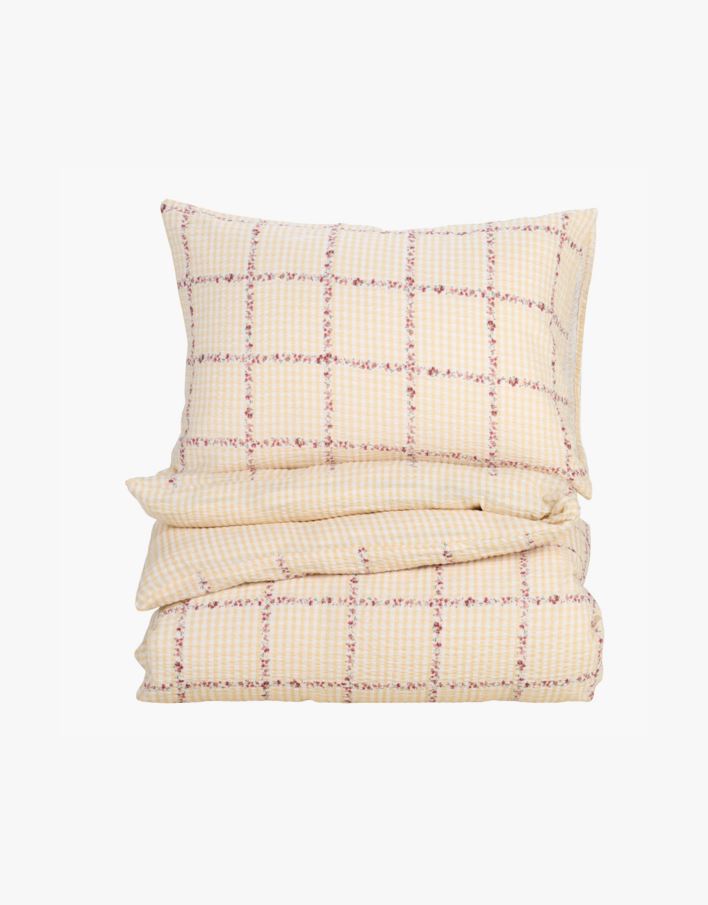 Voodipesukomplekt krepp-puuvillane mitmevärviline/kollane - 150x210 cm mitmevärviline/kollane - 1