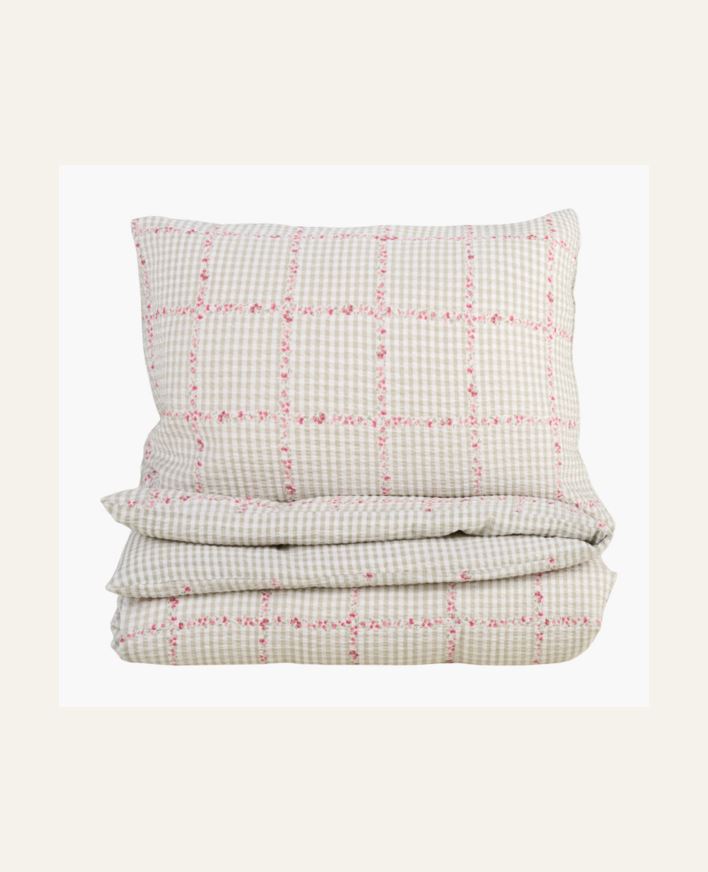 Voodipesukomplekt krepp-puuvillane mitmevärviline/roheline - 150x210 cm/50x60 cm mitmevärviline/roheline - 1