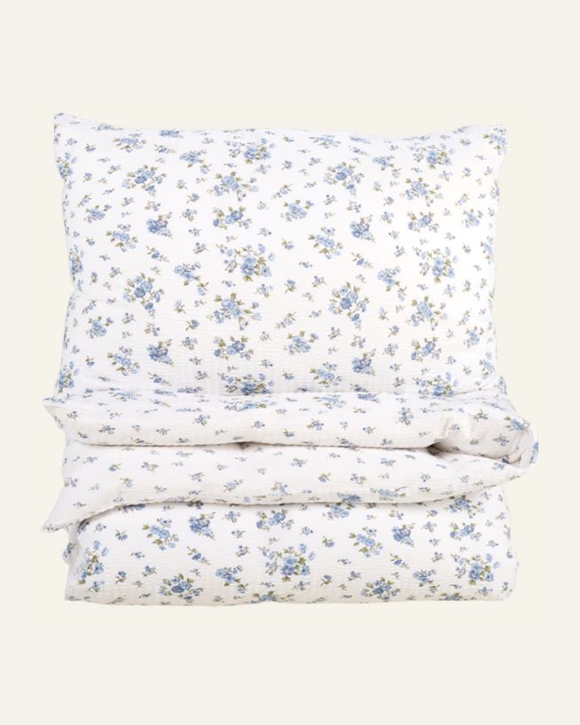 Voodipesukomplekt krepp-puuvillane sinine - 150x210 cm sinine - 1