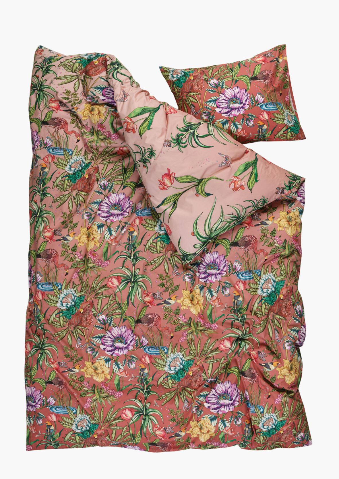 Voodipesukomplekt perkalpuuvillast roosa - 3