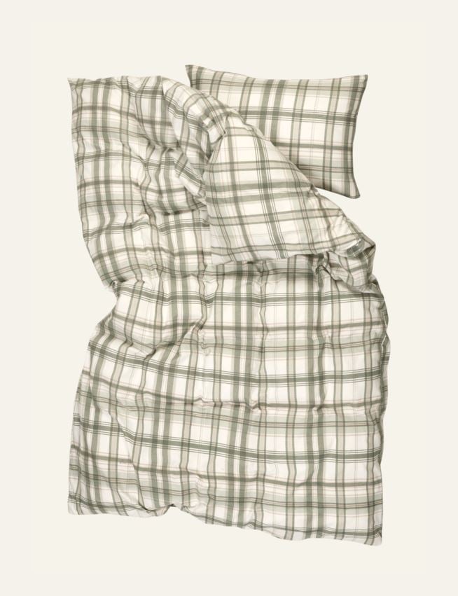 Flanell voodipesukomplekt mitmevärviline/roheline - 2