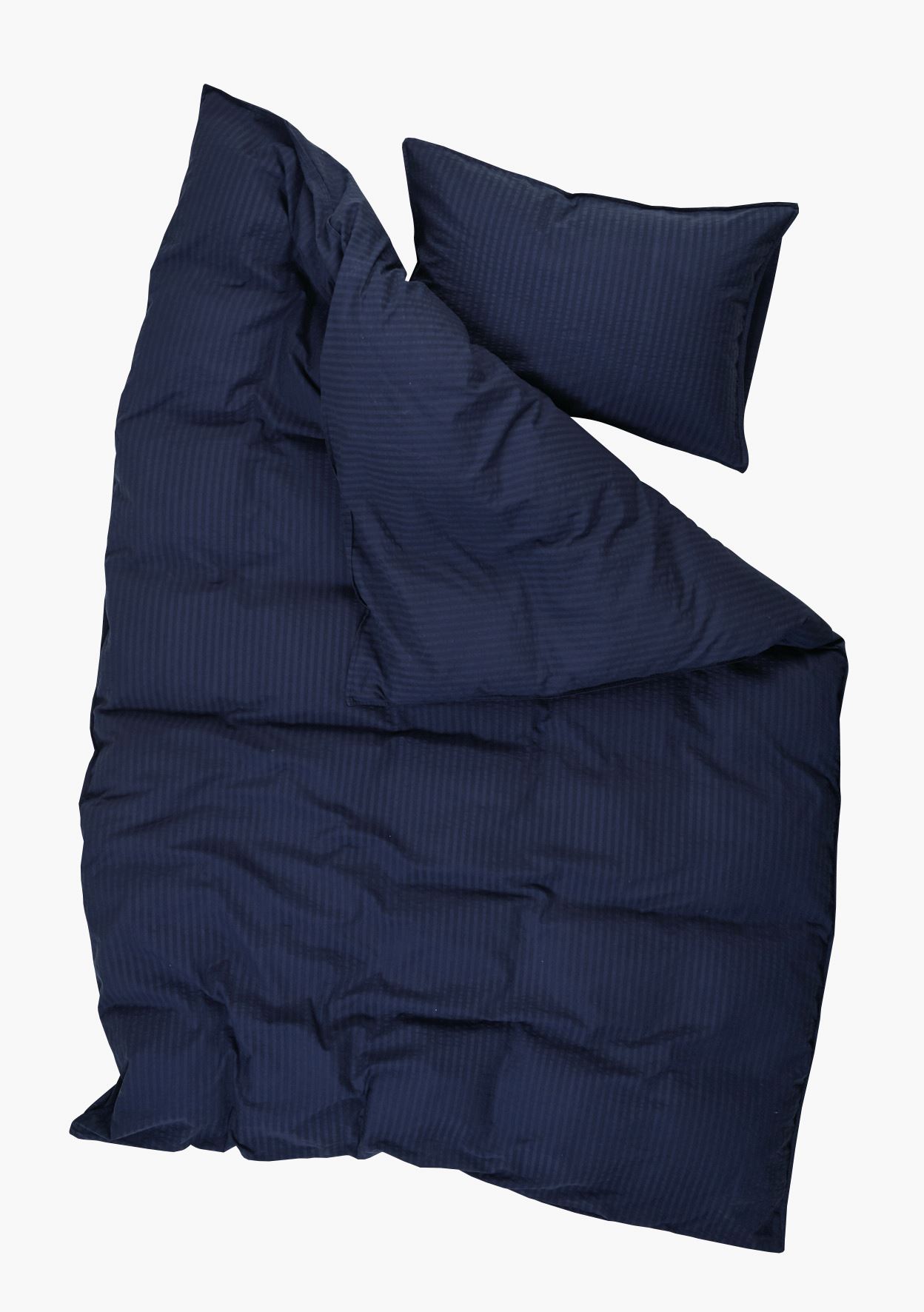 Voodipesukomplekt krepp-puuvillane tumesinine - 2