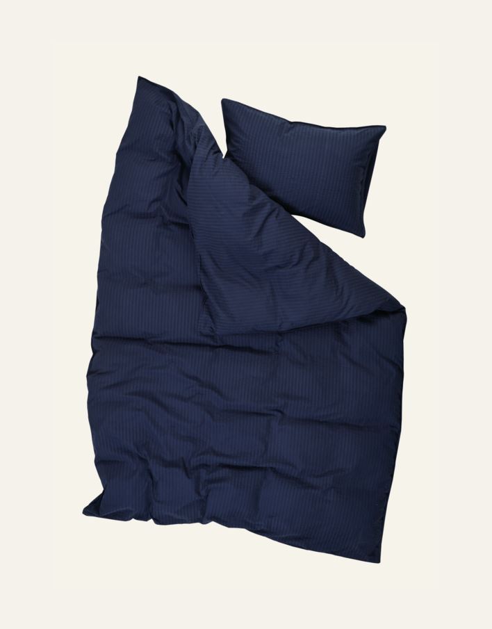 Voodipesukomplekt krepp-puuvillane tumesinine - 2