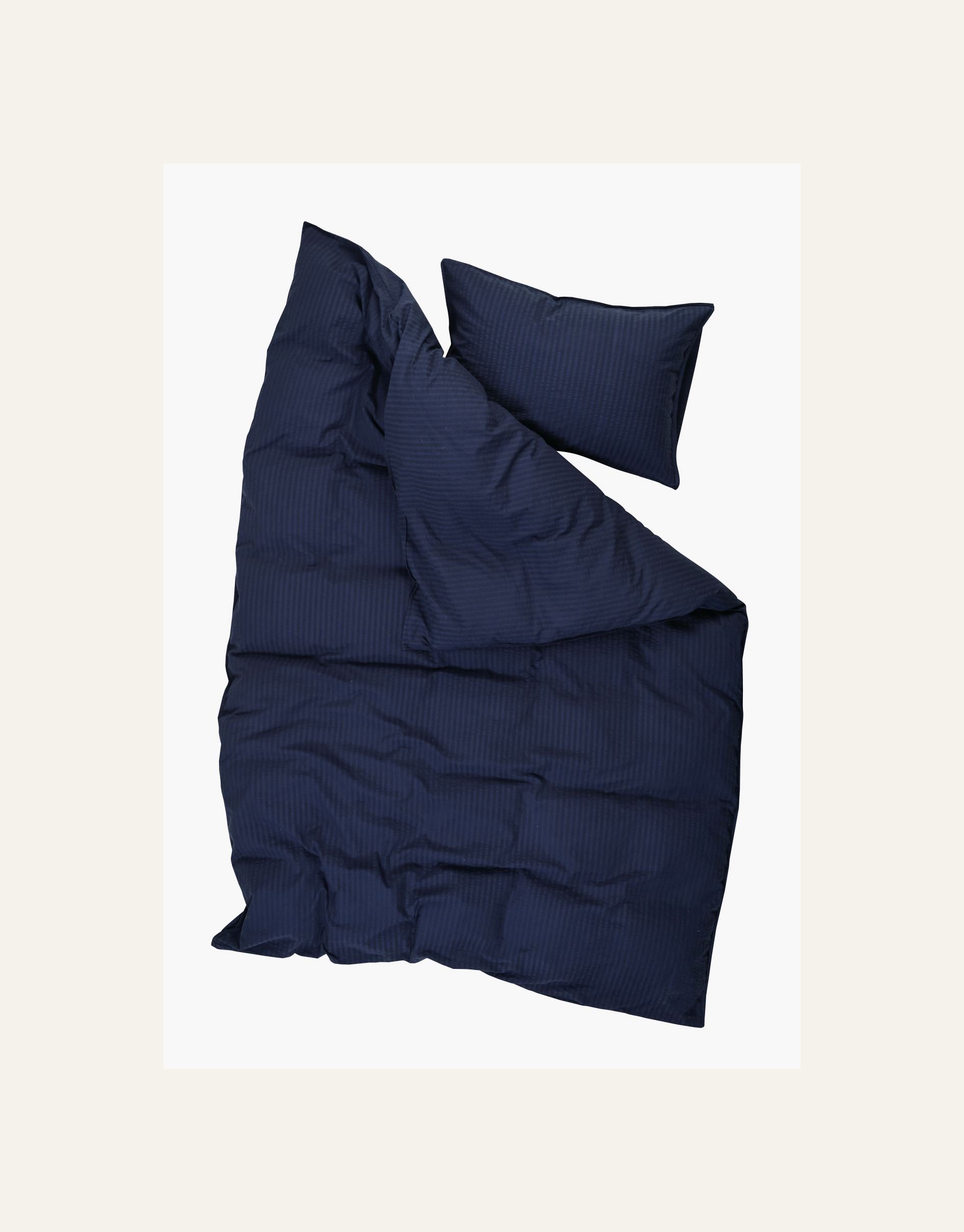 Voodipesukomplekt krepp-puuvillane tumesinine - 2