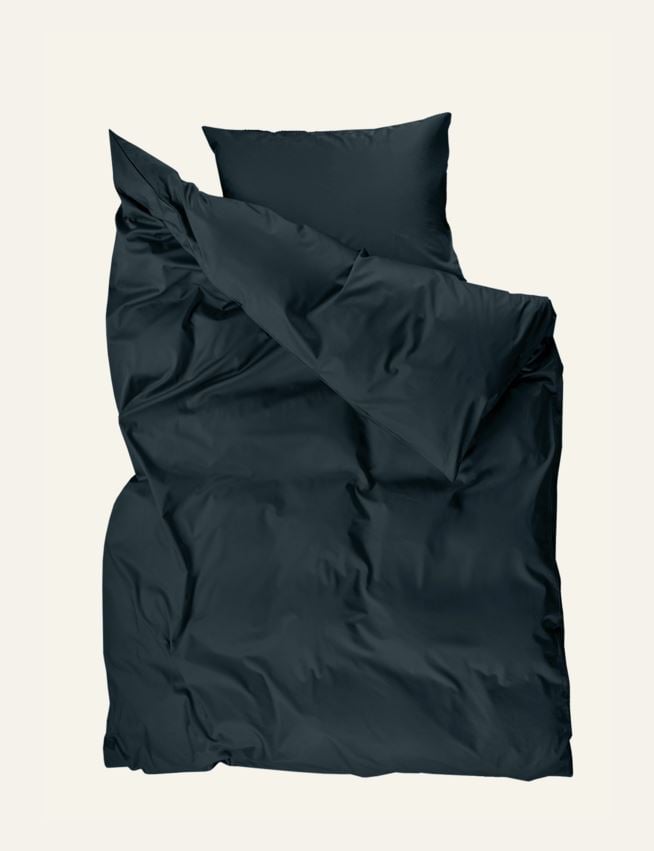 Voodipesukomplekt satiinpuuvillane tumesinine - 2