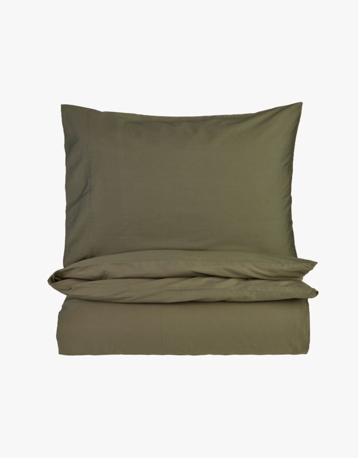 Voodipesukomplekt satiinpuuvillane oliiviroheline - 150x210+50x60 cm oliiviroheline - 1