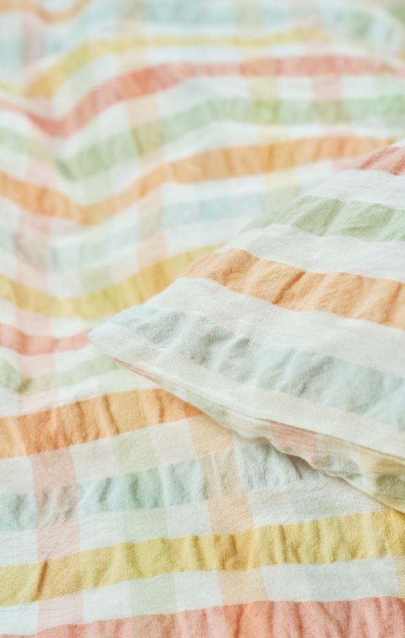 Voodipesukomplekt lõimvärvitud krepp-puuvill mitmevärviline - 6