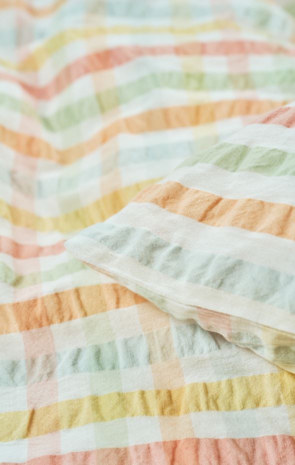 Voodipesukomplekt lõimvärvitud krepp-puuvill mitmevärviline - 6