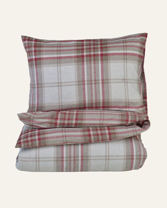 Voodipesukomplekt lõimvärvitud flanell punane - 150x210 cm/50x60 cm punane - 1
