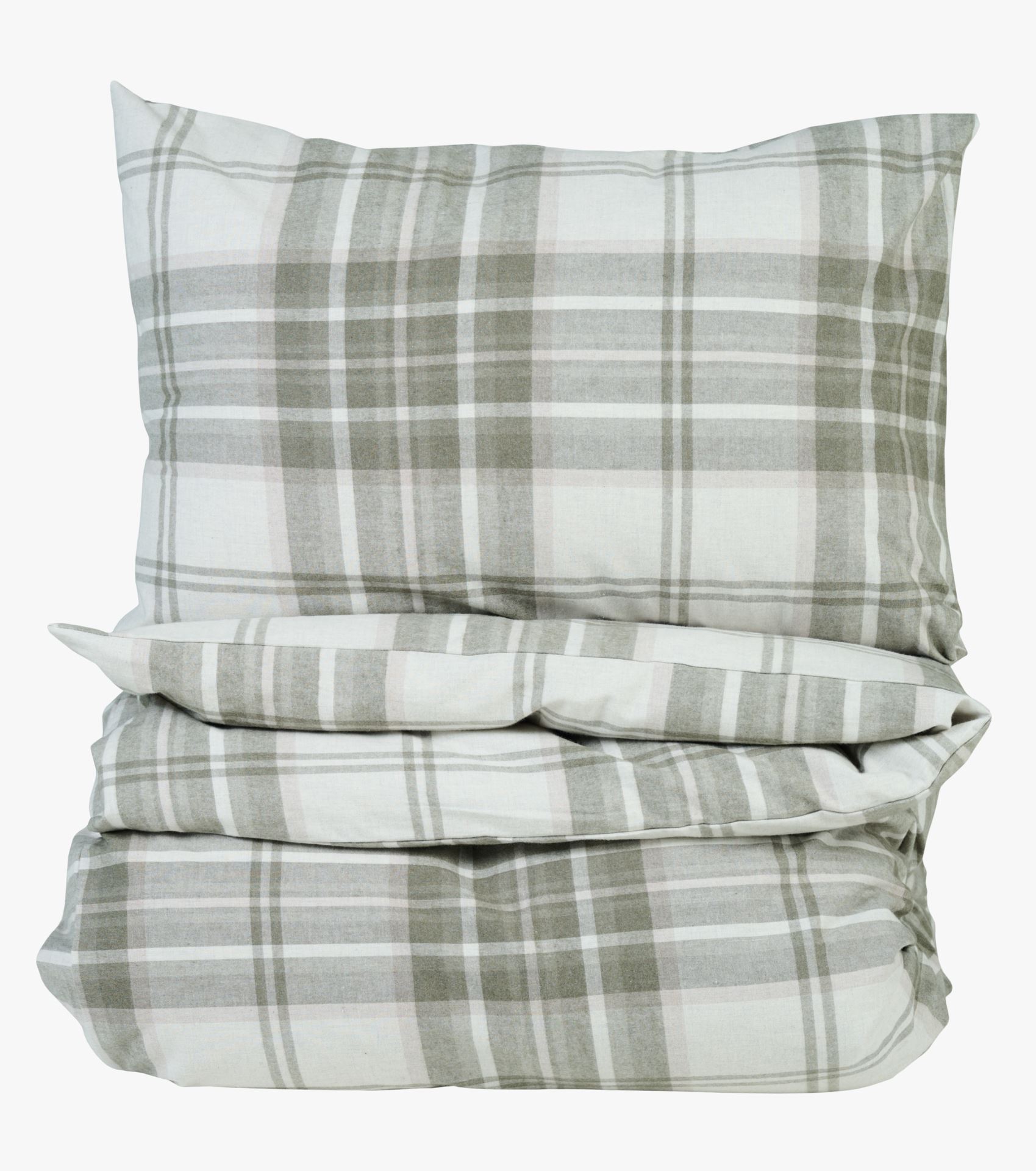 Voodipesukomplekt lõimvärvitud flanell oliiviroheline - 230x220 cm oliiviroheline - 1