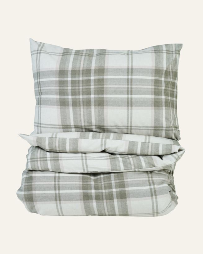 Voodipesukomplekt lõimvärvitud flanell oliiviroheline - 230x220 cm oliiviroheline - 1