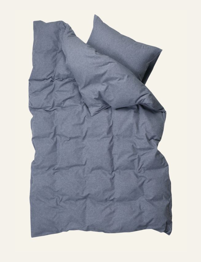 Voodipesukomplekt lõimvärvitud flanell sinakashall - 4