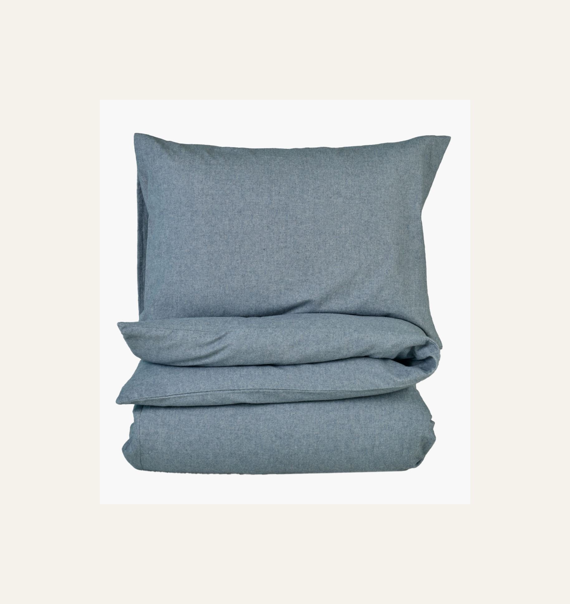 Voodipesukomplekt lõimvärvitud flanell sinakashall - 2