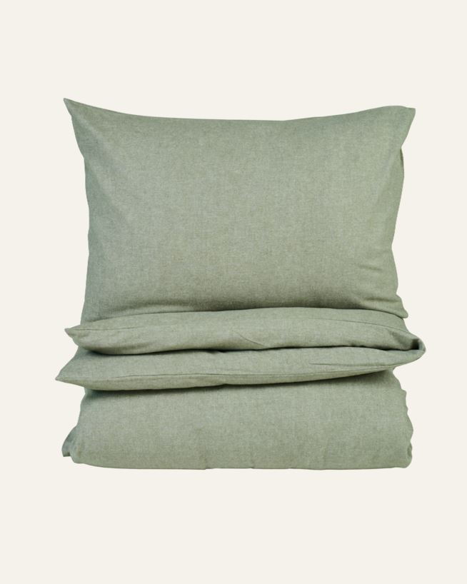 Voodipesukomplekt lõimvärvitud flanell oliiviroheline - 150x210 cm oliiviroheline - 1