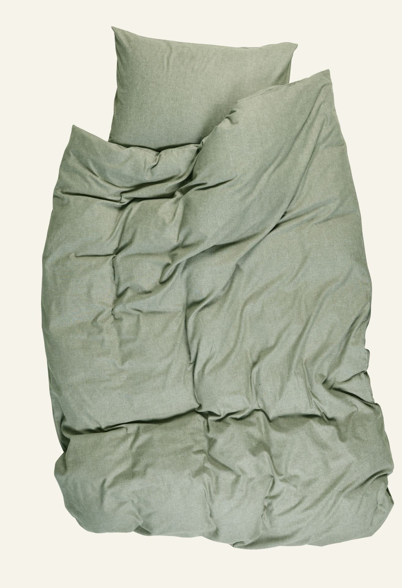 Voodipesukomplekt lõimvärvitud flanell oliiviroheline - 4