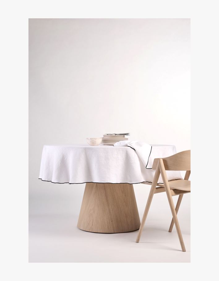 Ümmargune linane laudlina valge - ø180 valge - 1