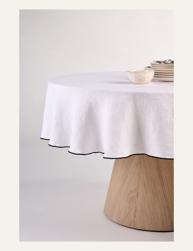 Ümmargune linane laudlina valge - 4