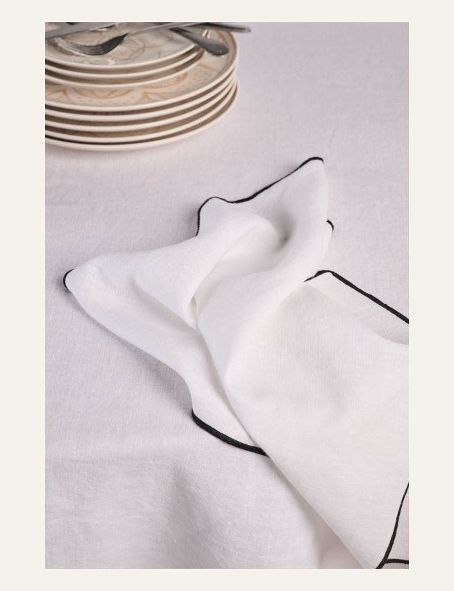 Ümmargune linane laudlina valge - 5