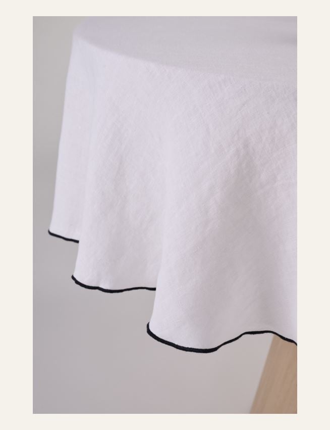 Ümmargune linane laudlina valge - 3