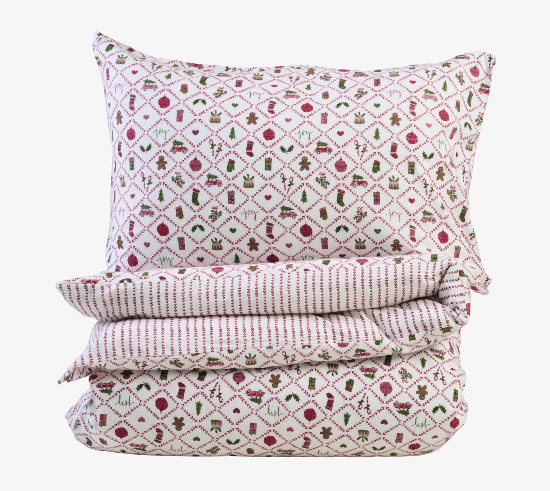 Flanell voodipesukomplekt punane - 150x210+50x60 cm punane - 1