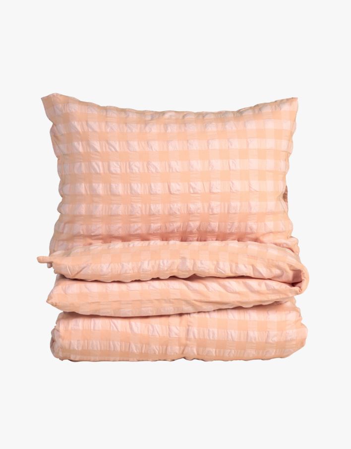 Voodipesukomplekt lõimvärvitud krepp-puuvill korall - 150x210+50x60 cm korall - 1