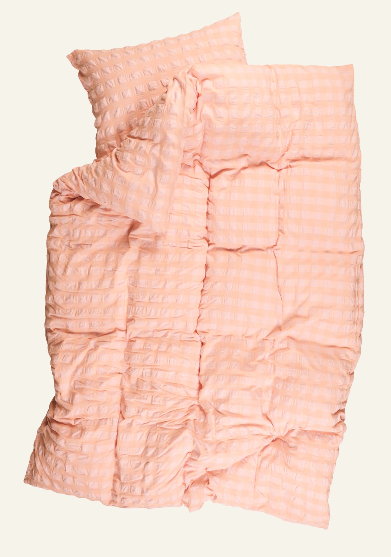 Voodipesukomplekt lõimvärvitud krepp-puuvill korall - 4