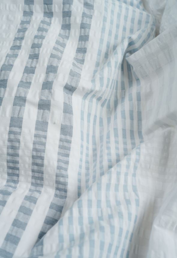 Voodipesukomplekt krepp-puuvillane hele sinine - 5