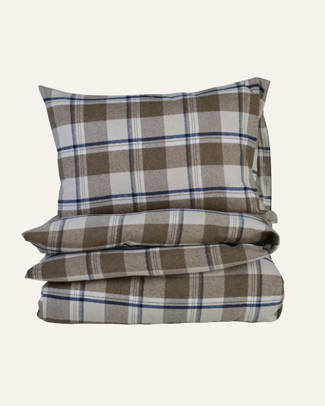 Voodipesukomplekt lõimvärvitud flanell mitmevärviline/pruun - 230x220 cm mitmevärviline/pruun - 1