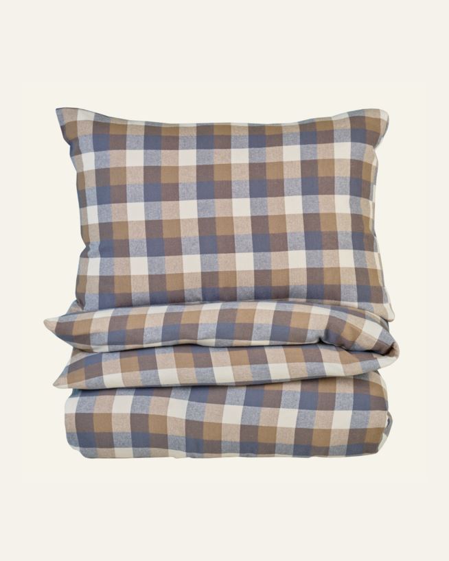 Voodipesukomplekt lõimvärvitud flanell mitmevärviline/pruun - 230x220 cm mitmevärviline/pruun - 1