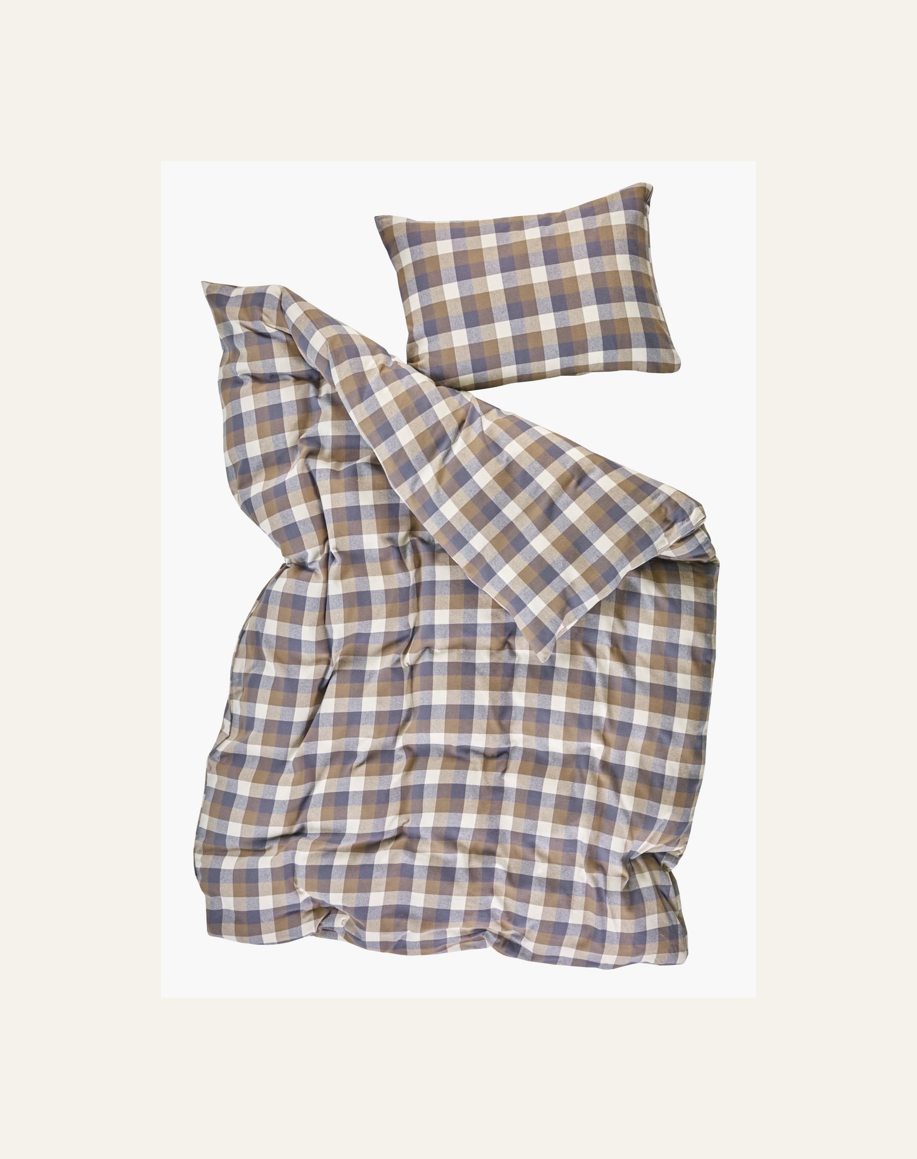 Voodipesukomplekt lõimvärvitud flanell mitmevärviline/pruun - 2