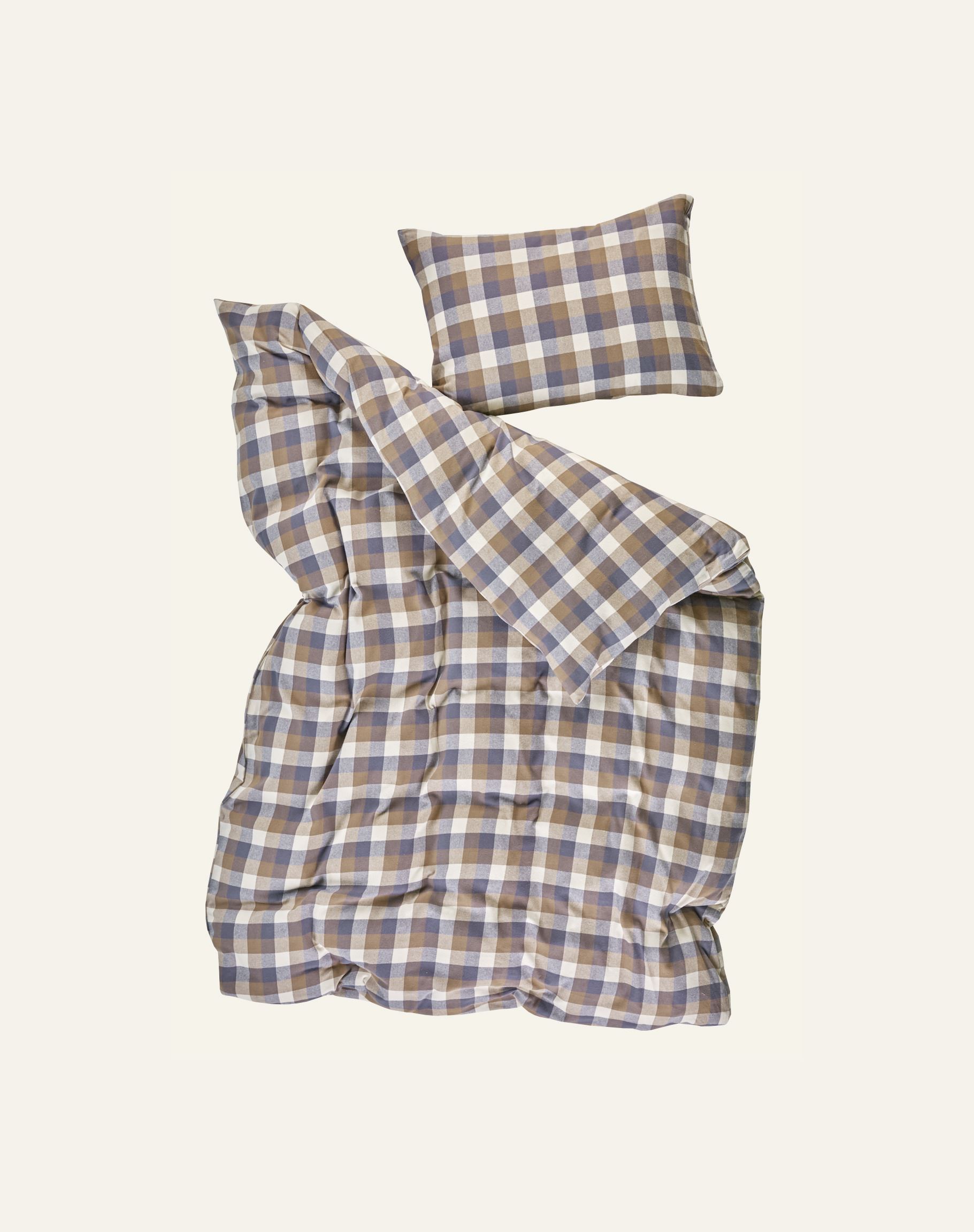 Voodipesukomplekt lõimvärvitud flanell mitmevärviline/pruun - 2