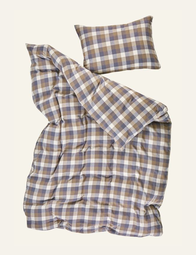 Voodipesukomplekt lõimvärvitud flanell mitmevärviline/pruun - 2