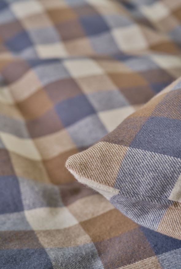 Voodipesukomplekt lõimvärvitud flanell mitmevärviline/pruun - 3