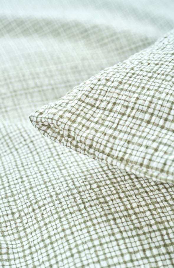 Voodipesukomplekt krepp-puuvillane oliiviroheline - 3