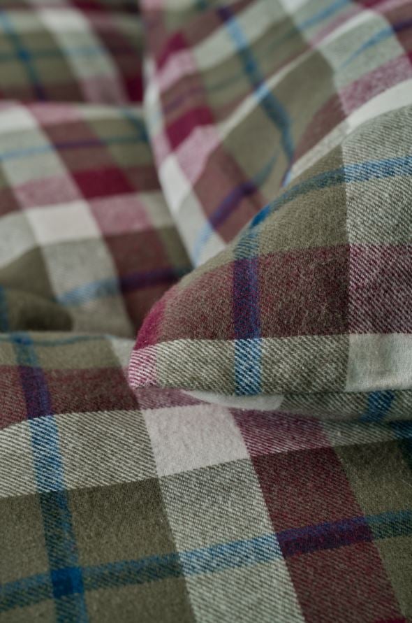 Voodipesukomplekt lõimvärvitud flanell mitmevärviline/roheline - 2