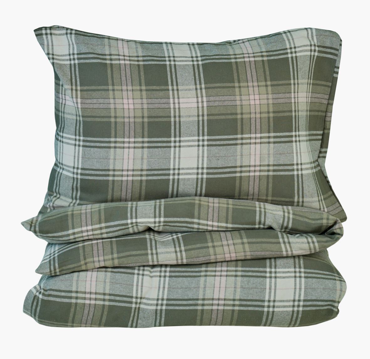 Voodipesukomplekt lõimvärvitud flanell mitmevärviline/roheline - 150x210+50x60 cm mitmevärviline/roheline - 1