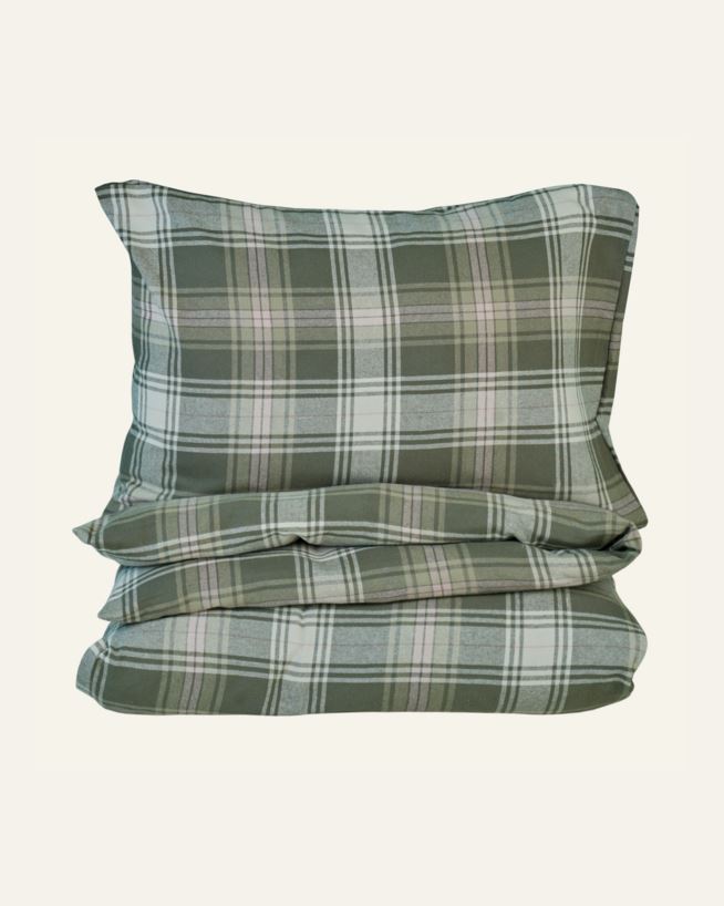 Voodipesukomplekt lõimvärvitud flanell mitmevärviline/roheline - 150x210+50x60 cm mitmevärviline/roheline - 1