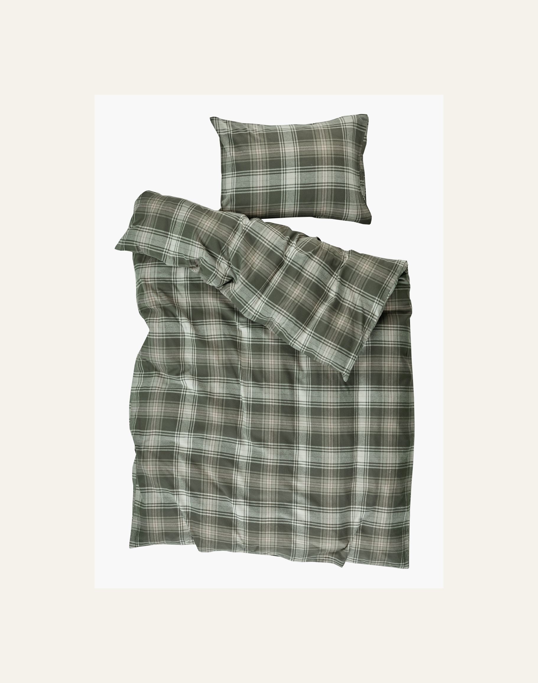 Voodipesukomplekt lõimvärvitud flanell mitmevärviline/roheline - 3