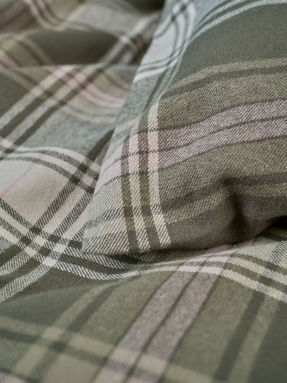 Voodipesukomplekt lõimvärvitud flanell mitmevärviline/roheline - 2