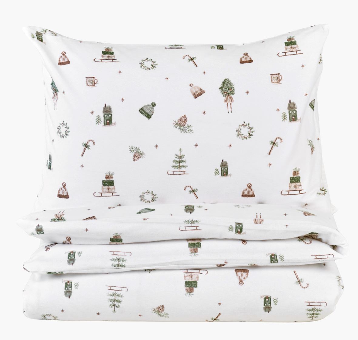 Flanell voodipesukomplekt mitmevärviline/roheline - 150x210 cm mitmevärviline/roheline - 1